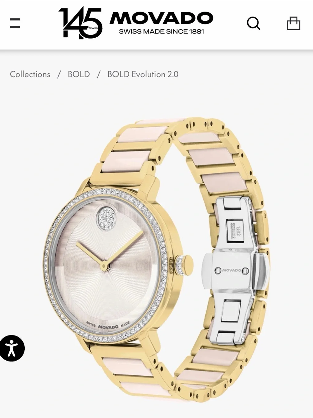 Movado Women’s BOLD Evolution Two-Tone Gold Bracelet Watch with Taupe Dial